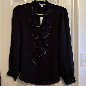 Chico's Black Blouse with Silver Accents